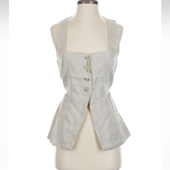 NWT Faithfull the Brand Maya Linen Vest Top Natural Beige Square Neck Sz S/4 - Picture 4 of 6